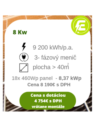 Fotovoltické elektrárne na kľúč 8Kw-8,37 kWp