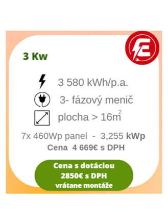 Fotovoltické elektrárne na kľúč 3Kw-3,255 kWp